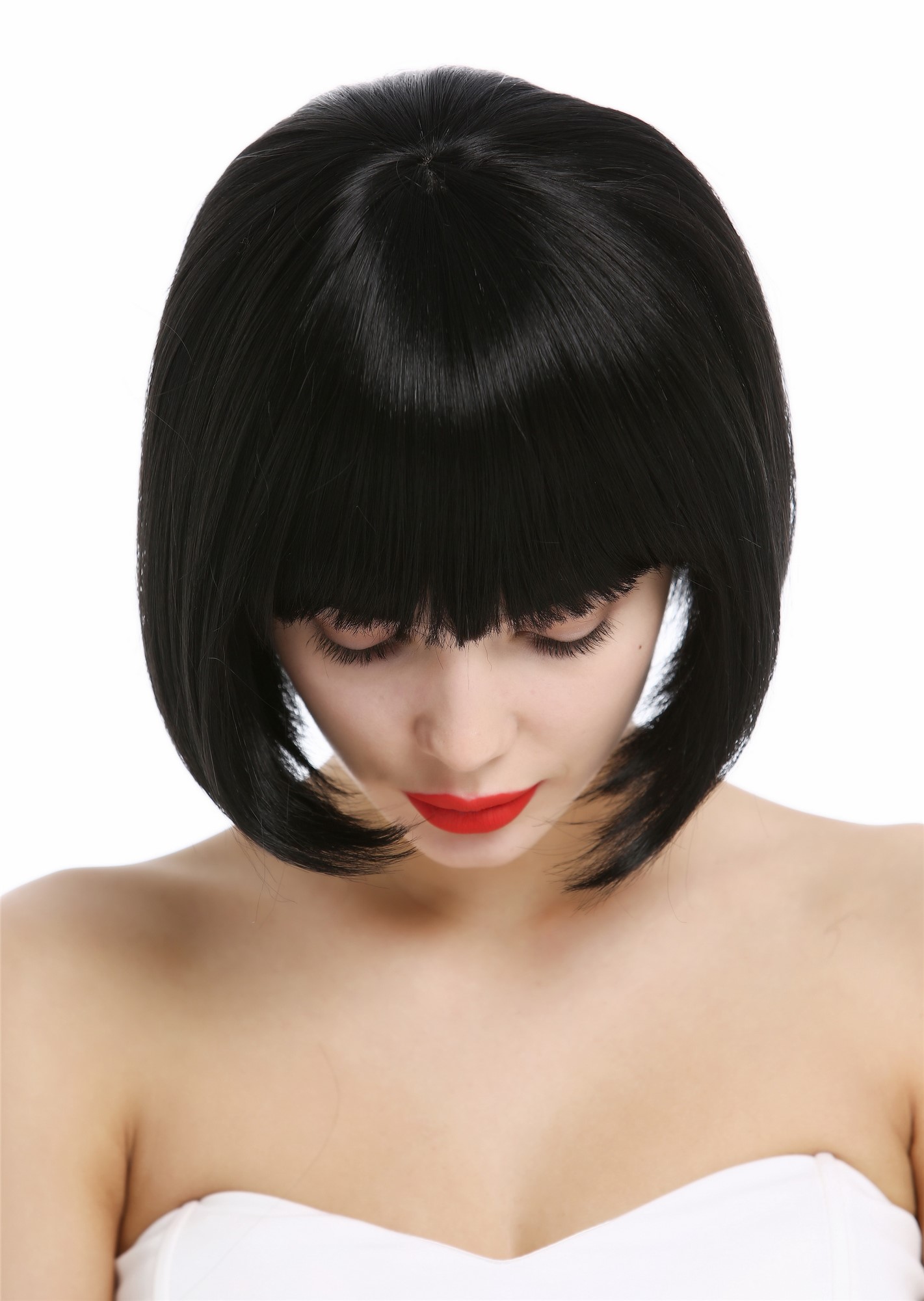 Short Lady women Wig classy classic Bob style straight bangs sleek black VK-4, view 4, WIG ME UP: Your Perücken Online Shop Quality Wigs, Ladies, velvet black, straight, short