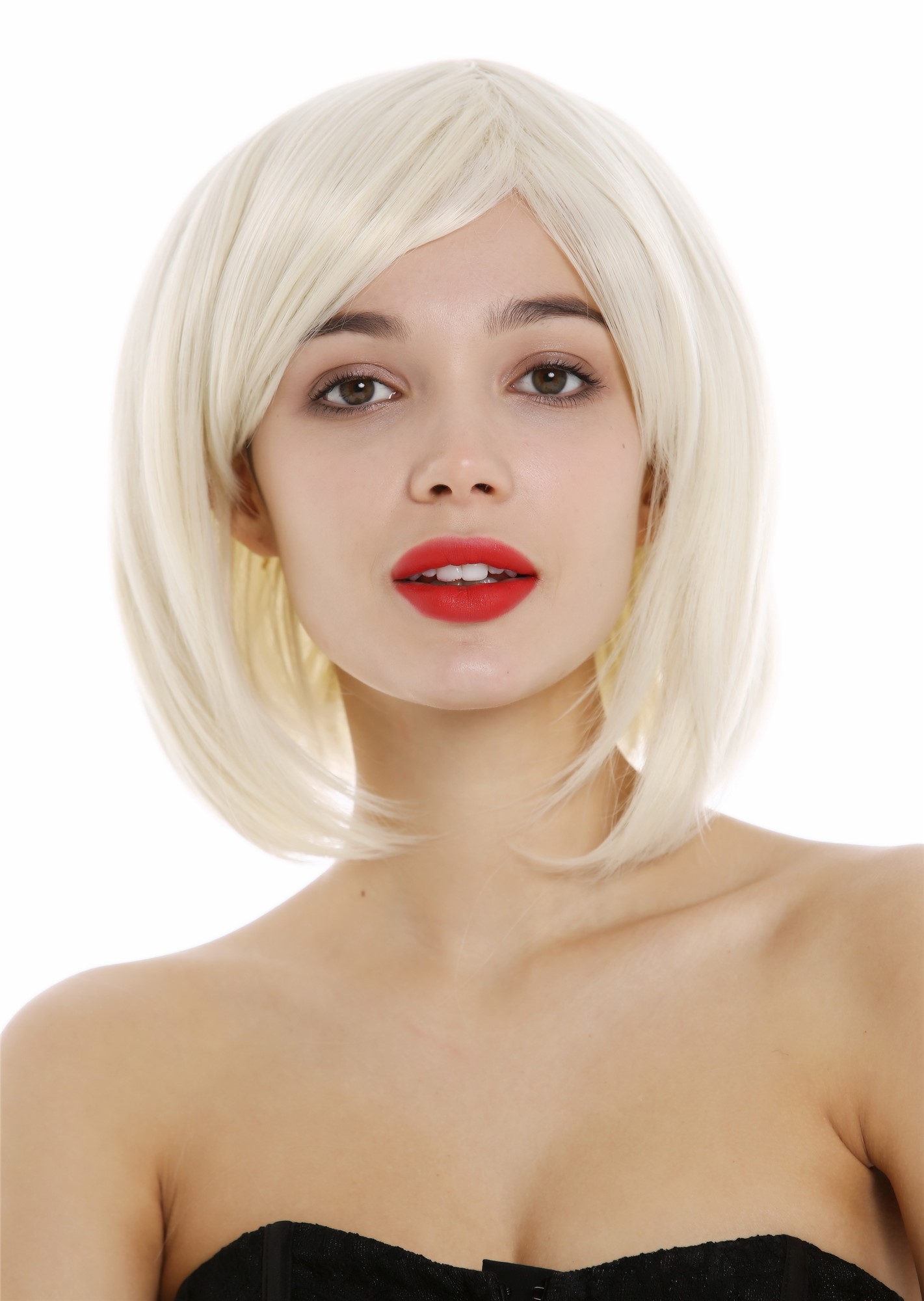 hochwertige Qualitätsperücken, Perücke Damen Long Bob Longbob mit Scheitel volles Haar Hellblond 1215-303/220, Ansicht 6, WIG ME UP: Ihr Perücken Online Shop glatte Tressen-Perücke mit Kopfhaut-Imitat Platinblond kurze Haare für Damen