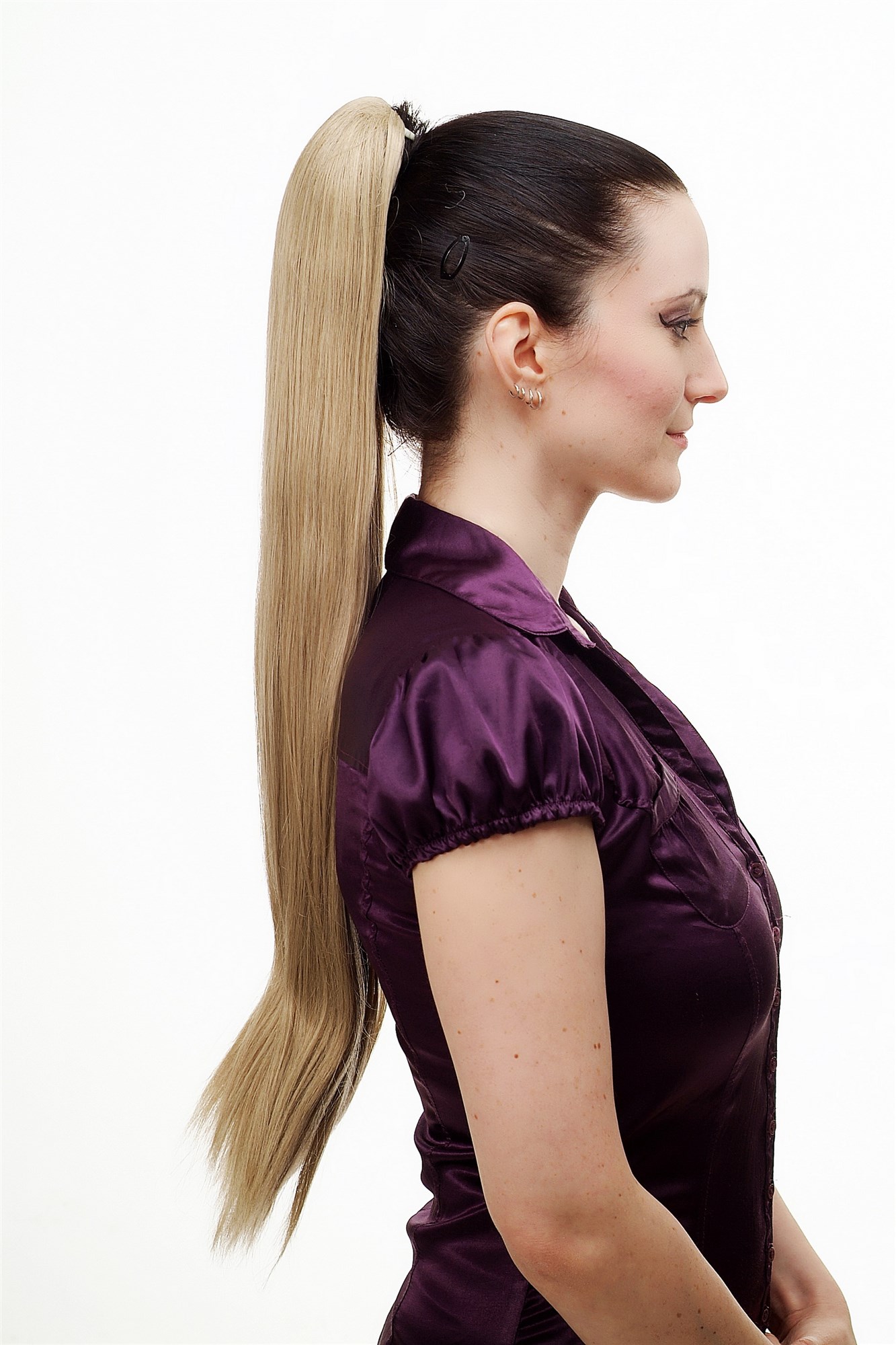 hochwertiges Haarteil Zopf mit Butterfly-Clip sehr lang glatt Blond-Mix T113-613L/18, Ansicht 4, WIG ME UP: Ihr Perücken Online Shop glattes Zopf-Haarteil Blond-Mix 70 cm lang