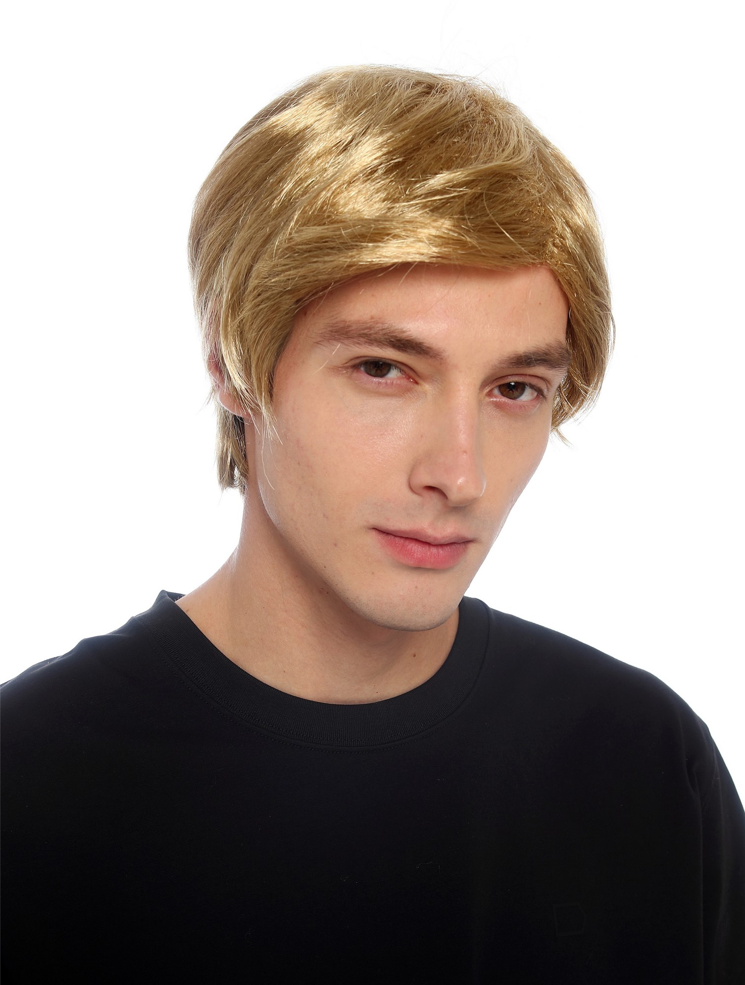 glatte Party-Perücke Gold-Blond-Mix 30 cm lange Perücke für Herren