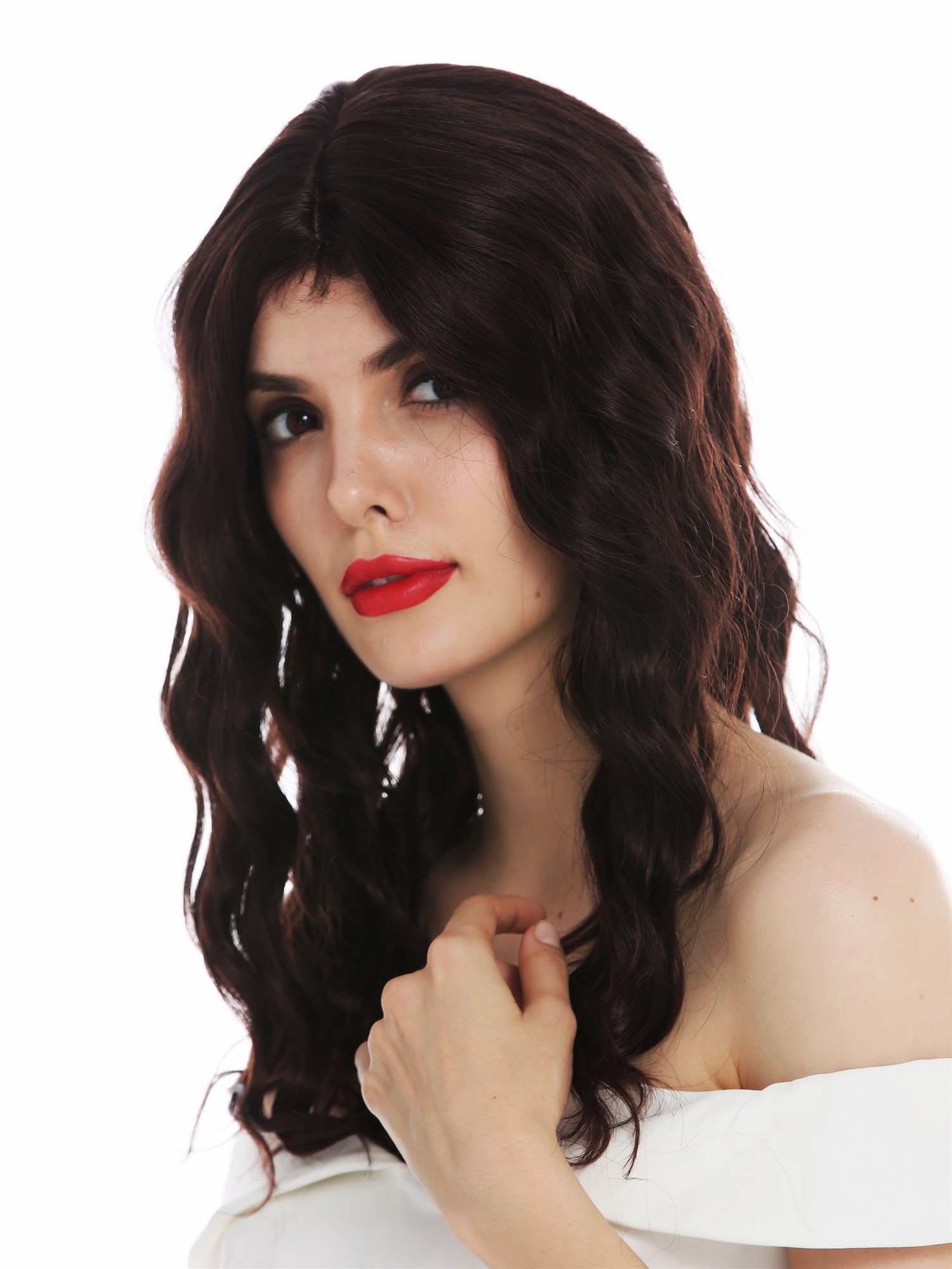 Women's wig ladies' wig long wavy water wave middle parting mahogany brown VK-9, view 2, WIG ME UP: Your Perücken Online Shop Quality Wigs, Ladies, black-brown mix, wavy, long