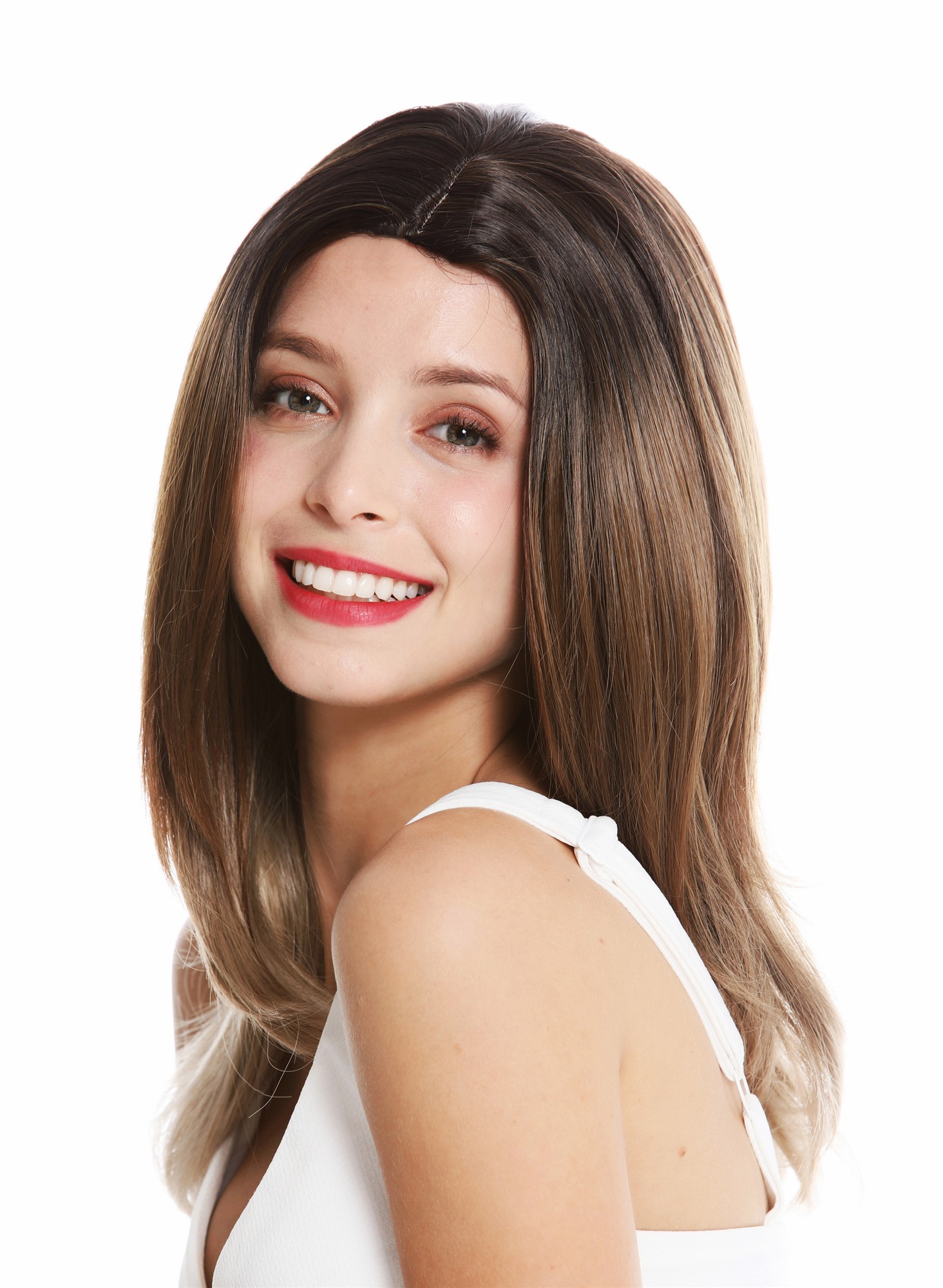 Lady wig shoulder length sleek middle parting balayage brown blonde  GFW3386, view 3, WIG ME UP: Your Perücken Online Shop Quality Wigs, Ladies, brown-blonde mix, straight, long