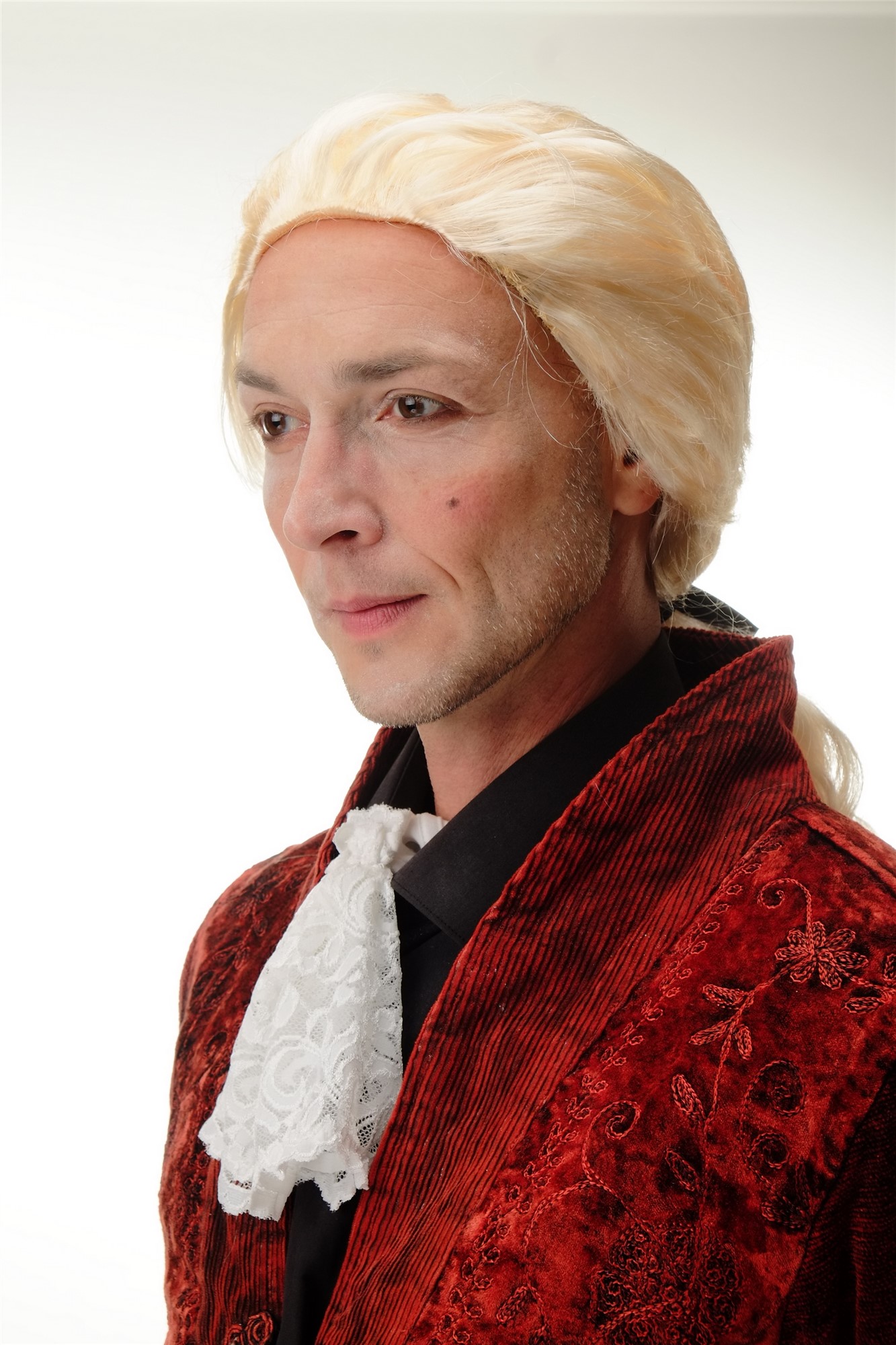 Wig Halloween blonde baroque poet aristocrat aged fashion designer ponytail 4287, view 3, WIG ME UP: Your Perücken Online Shop Party Wig, Men, Blonde, wavy, shoulder-length