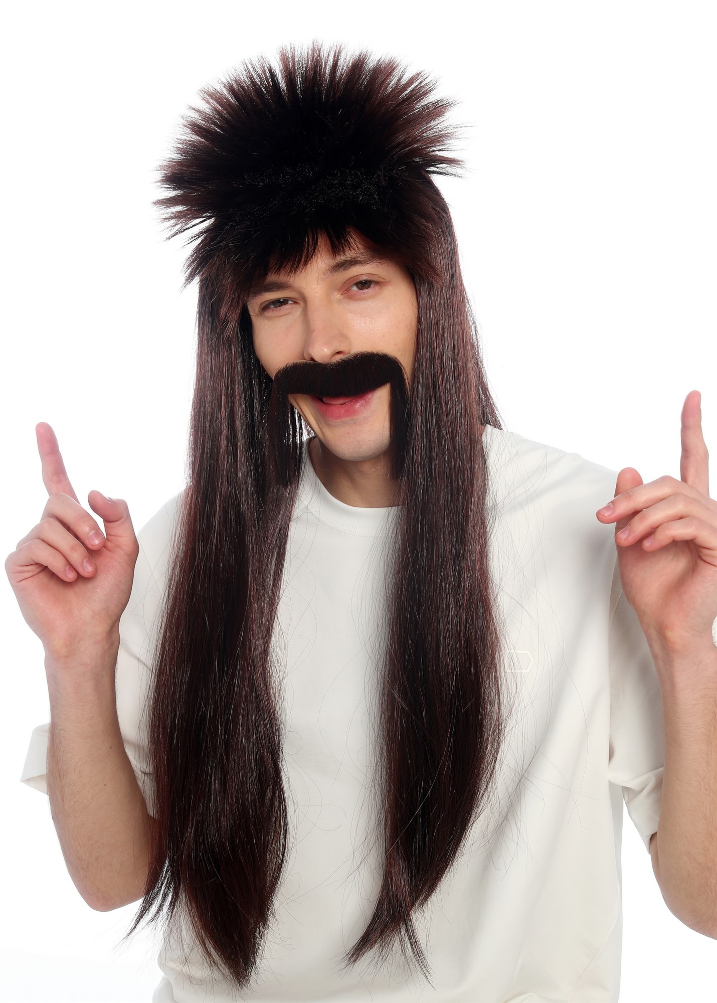 glatte Party-Perücke Kastanienbraun-Schwarz-Mix 70 cm lange Perücke für Herren