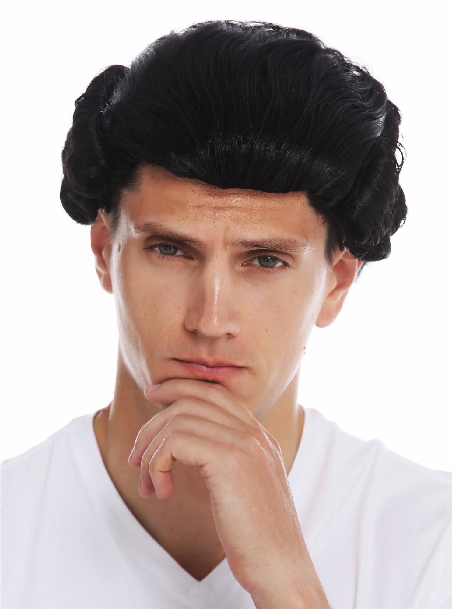 hochwertige Qualitätsperücken, Perücke Barock Edelmann Zopf Schwarz VK-31-1B, Ansicht 2, WIG ME UP: Ihr Perücken Online Shop wellige Tressen-Perücke Samtschwarz lange Haare für Herren