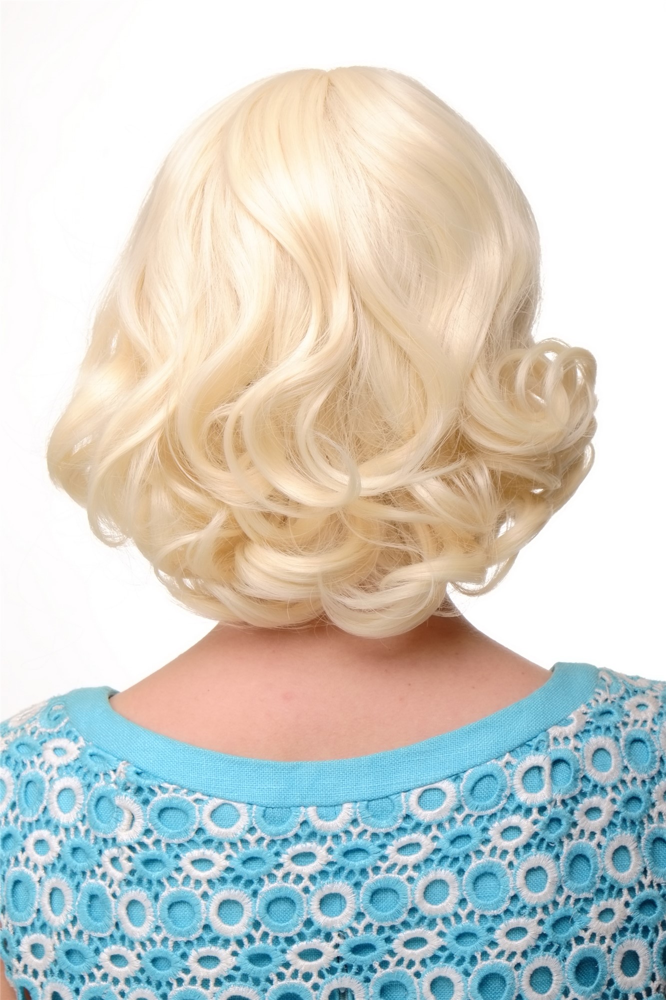 hochwertige Qualitätsperücken, Damenperücke Lichtblond Wellig Schulterlang Retro-Look Modell: 3500, Ansicht 3, WIG ME UP: Ihr Perücken Online Shop wellige Tressen-Perücke mit Kopfhaut-Imitat Lichtlond kurze Haare für Damen