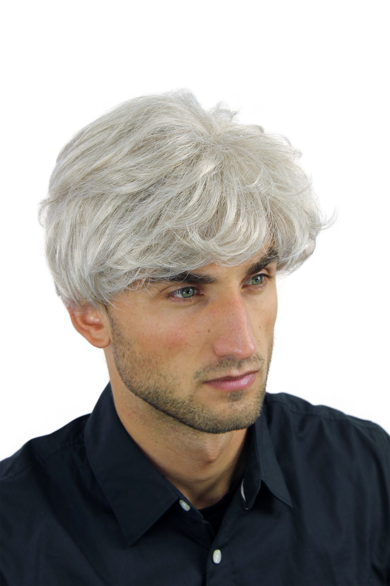 WL-2106-51 Men Gents Lady Women  Wig short very dense & full silvery grey hair, view 2, WIG ME UP: Your Perücken Online Shop Quality Wigs, Men, Grey, straight, short