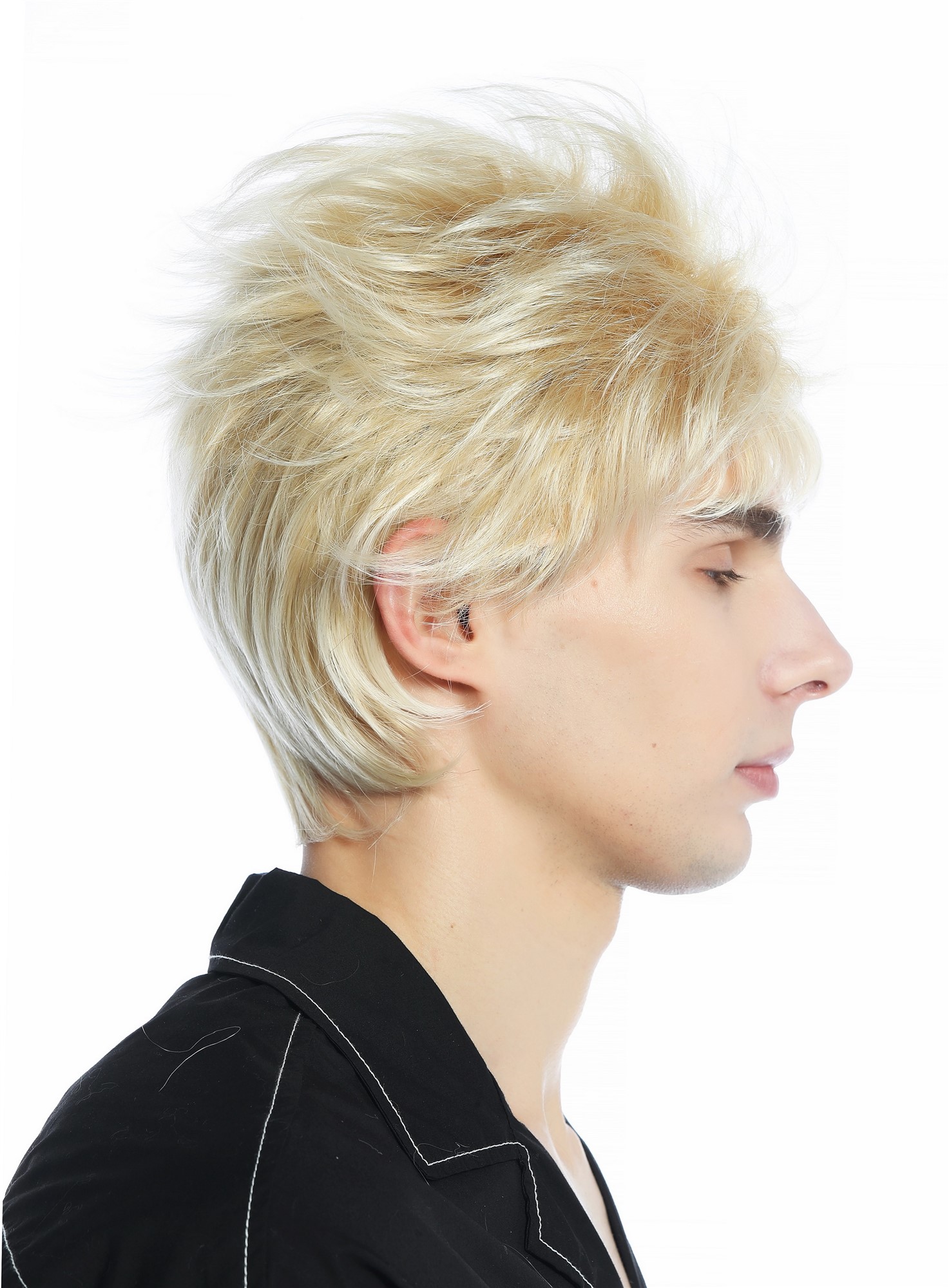 Wig unisex short wild unkempt 80s retro style blond platinum highlights M-252A , view 5, WIG ME UP: Your Perücken Online Shop Quality Wigs, Unisex, Blondmix, straight, short