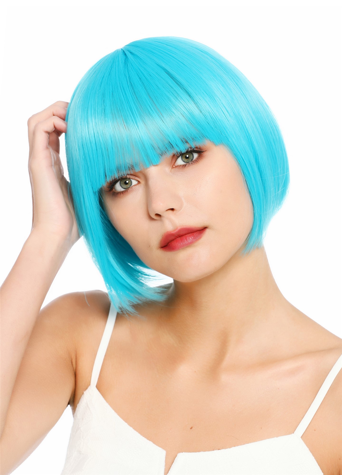 Damenperücke kurz Bob Pony glatt helles Blau Hellblau SZL0751-DHT4535