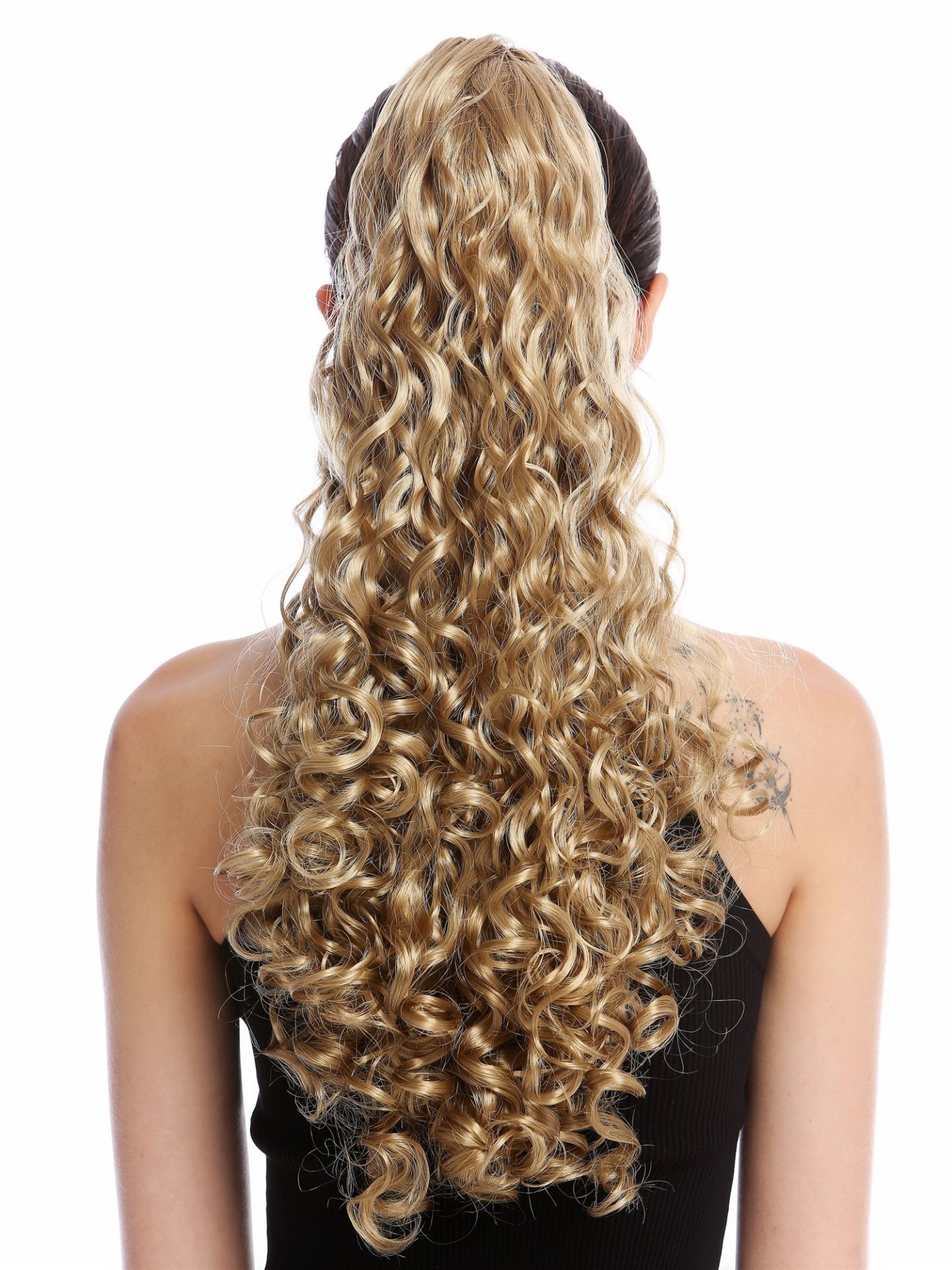 WIG ME UP Pferdeschwanz-Haarteil – Lang, Voluminös Gelockt, Hellblond Mit Strähnen, 45 Cm (Butterfly-Klammer)